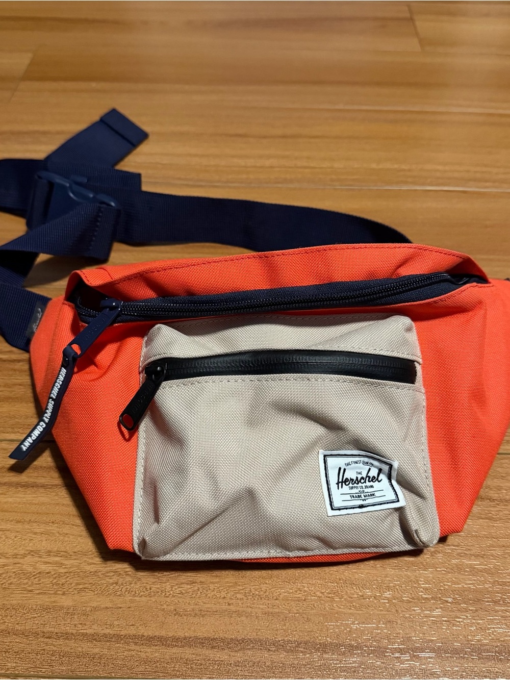 Herschel Supply Company Orange & Beige Waist Pack with Navy Strap